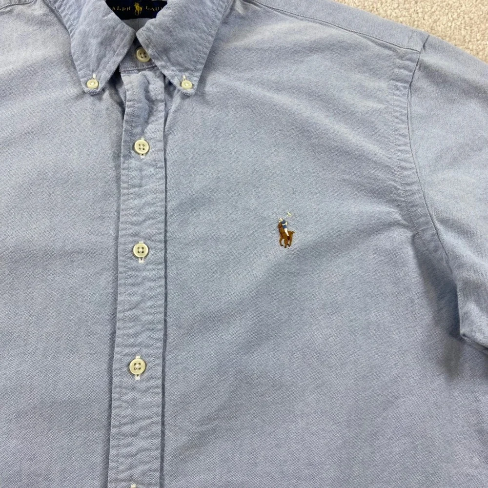 Ralph Lauren Button Down Shirt Mens Large Blue Oxford Long Sleeve Pony Logo
